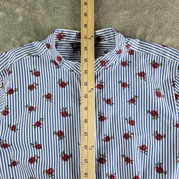 Brooks Brothers Shirt Womens 10 White Blue Striped Roses Long Sleeve Career Work - Picture 4 of 11